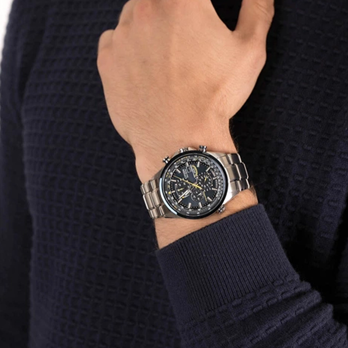 Годинник CHRONOSTEEL Pilot, сталь і синій циферблат