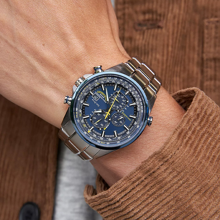 Годинник CHRONOSTEEL Pilot, сталь і синій циферблат